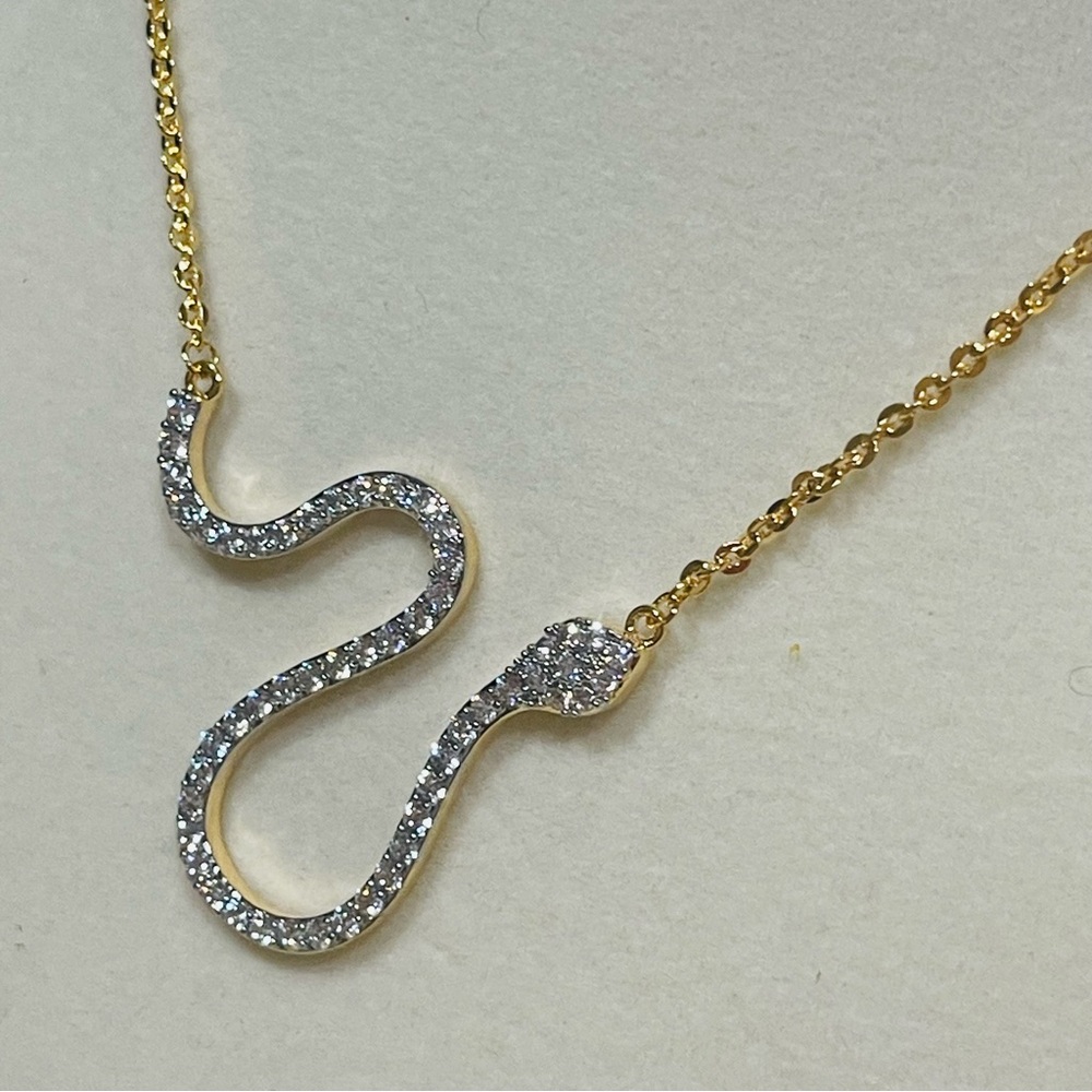 Gold-Tone Pave Snake Pendant Necklace